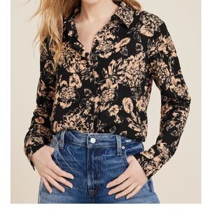 Maurices Winona Button Down Floral Blouse EUC